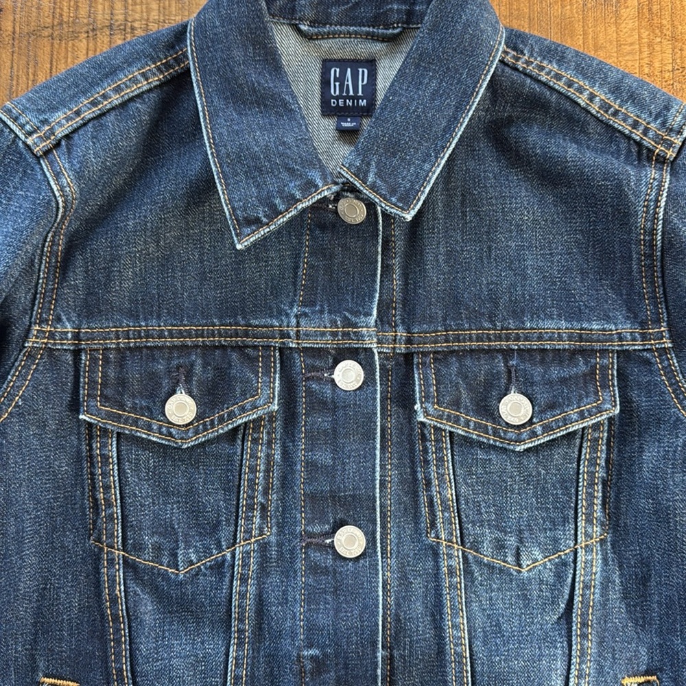 NWT Classic Gap Denim Icon Dark Wash Blue Jean Jacket Women’s Size Small - Picture 3 of 17